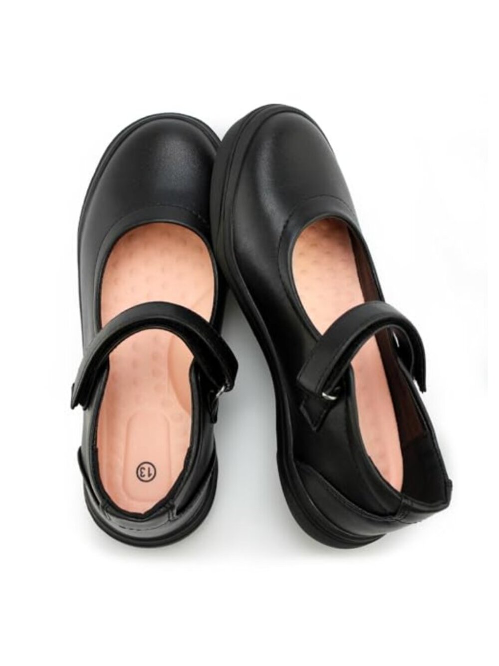 Girls Mary Jane Flats Lightweight School Uniform Dress Shoes Hook & Loop